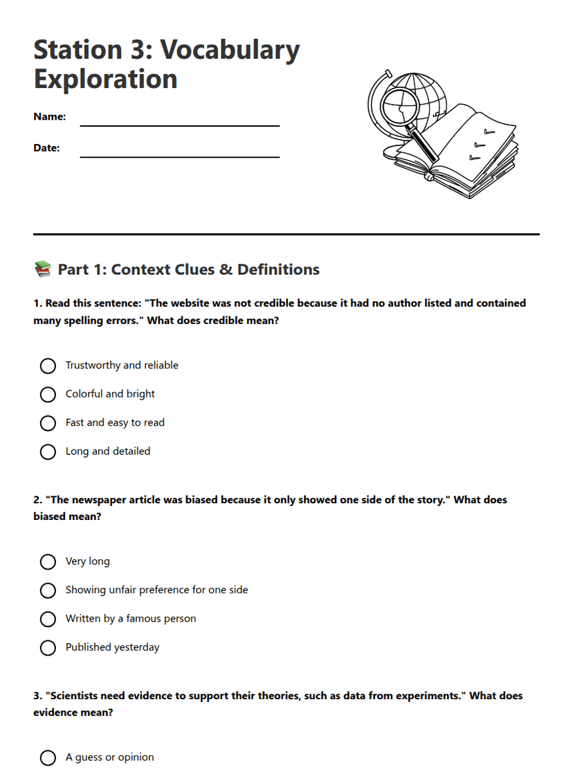 Station 3: Vocabulary Exploration