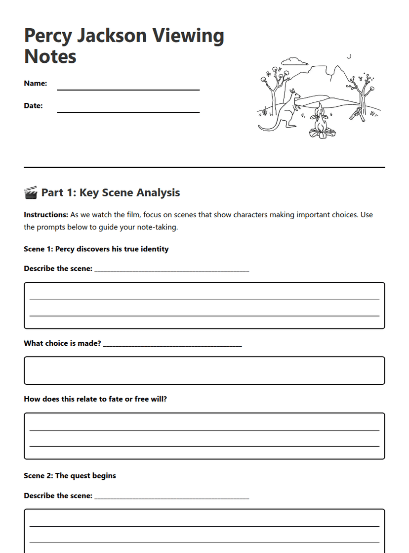 Percy Jackson Viewing Notes