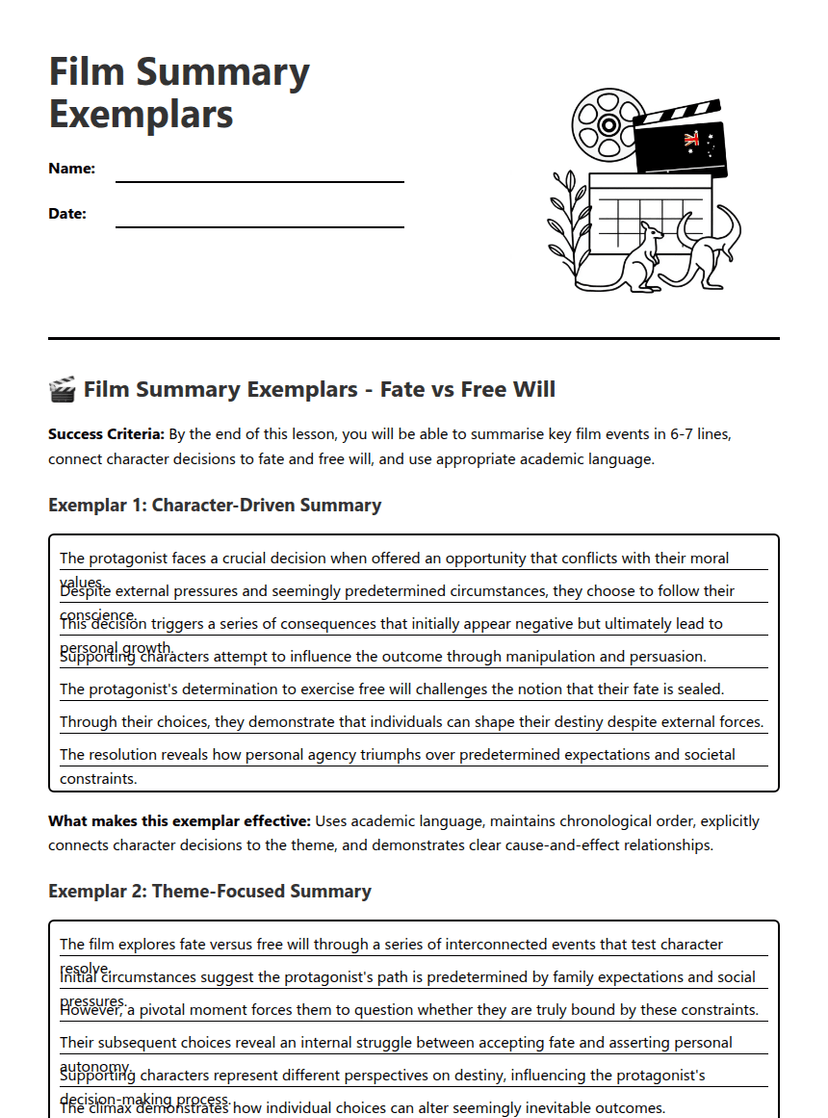 Film Summary Exemplars