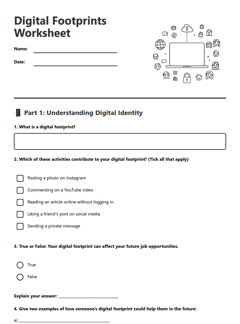 Digital Footprints Worksheet