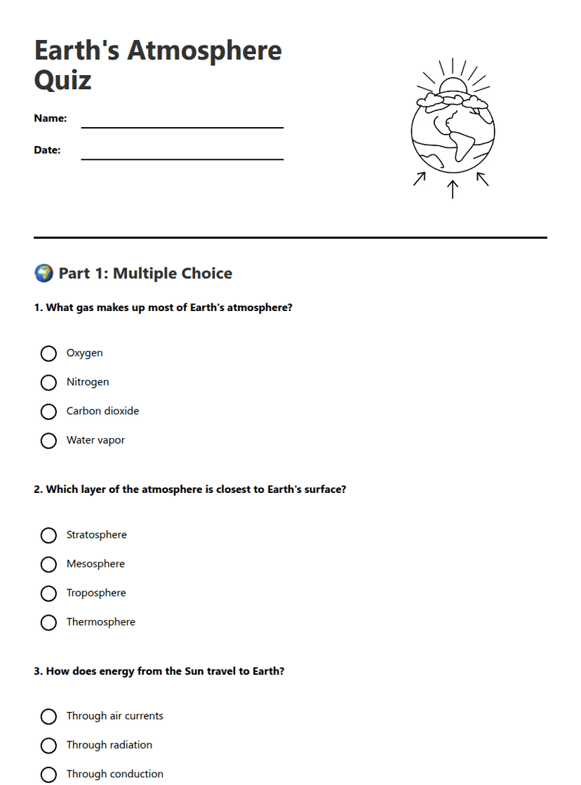 Earth's Atmosphere Quiz