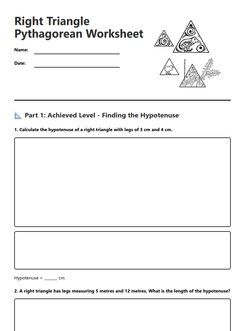 Right Triangle Pythagorean Worksheet worksheet preview