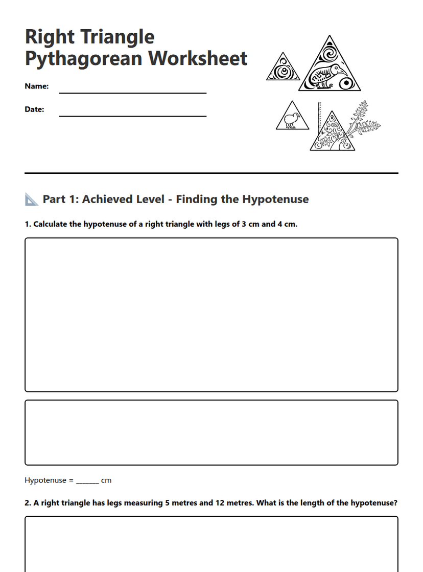 Right Triangle Pythagorean Worksheet