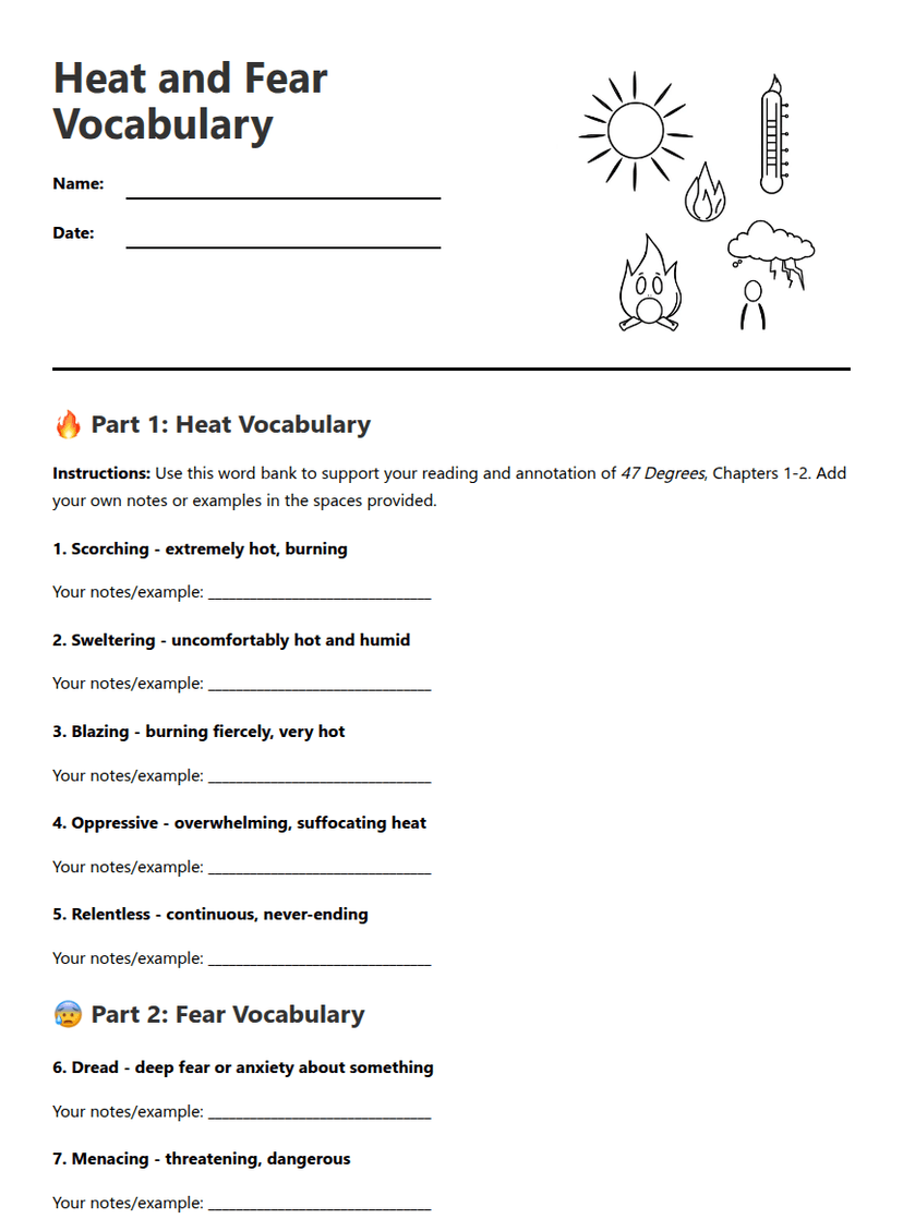 Heat and Fear Vocabulary