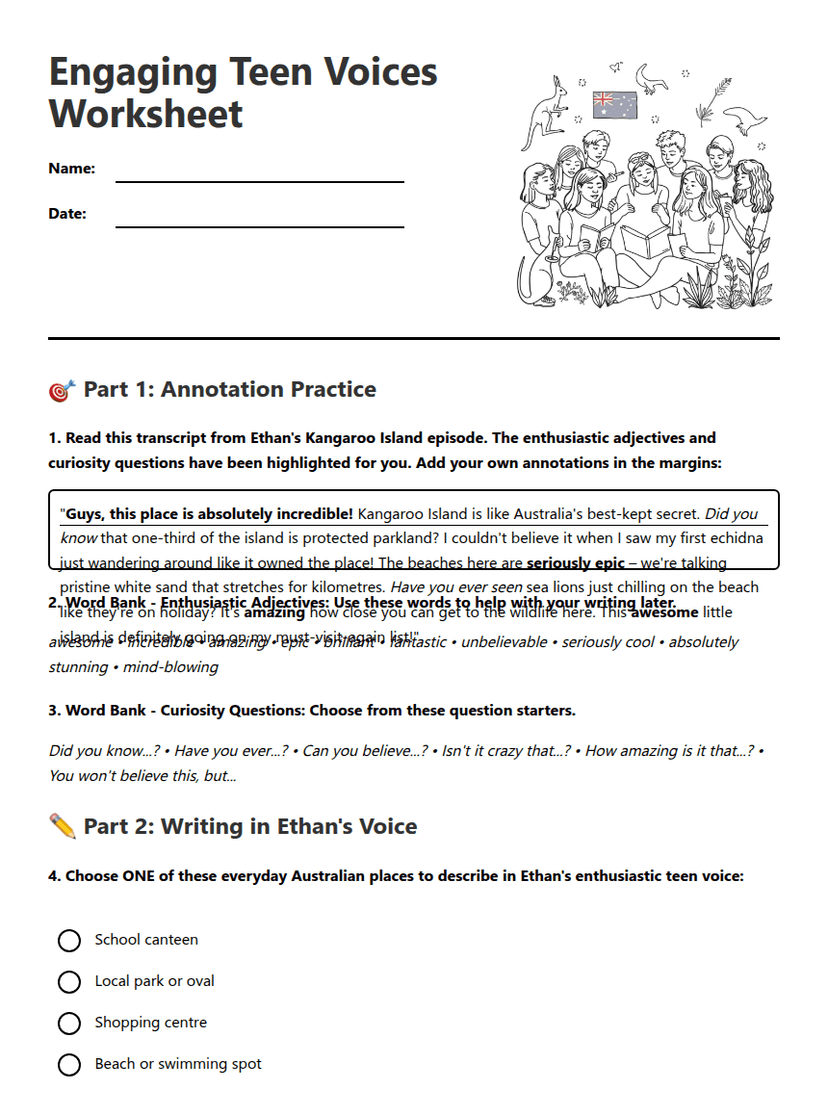 Engaging Teen Voices Worksheet
