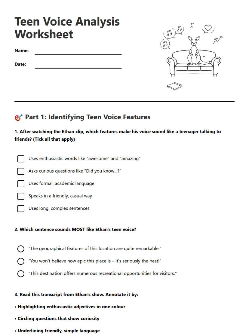Teen Voice Analysis Worksheet