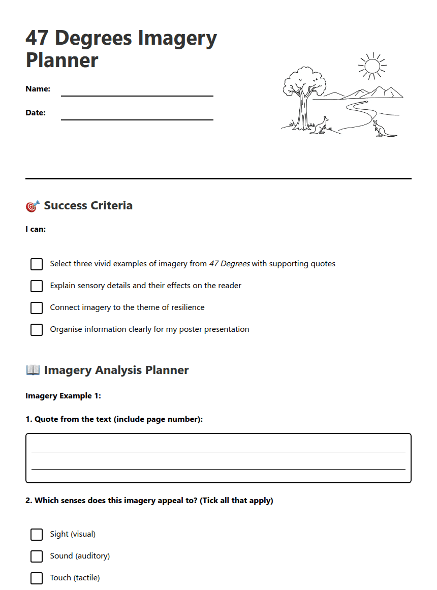 47 Degrees Imagery Planner worksheet preview