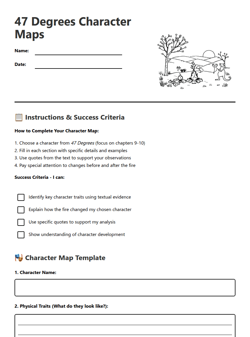 47 Degrees Character Maps worksheet preview