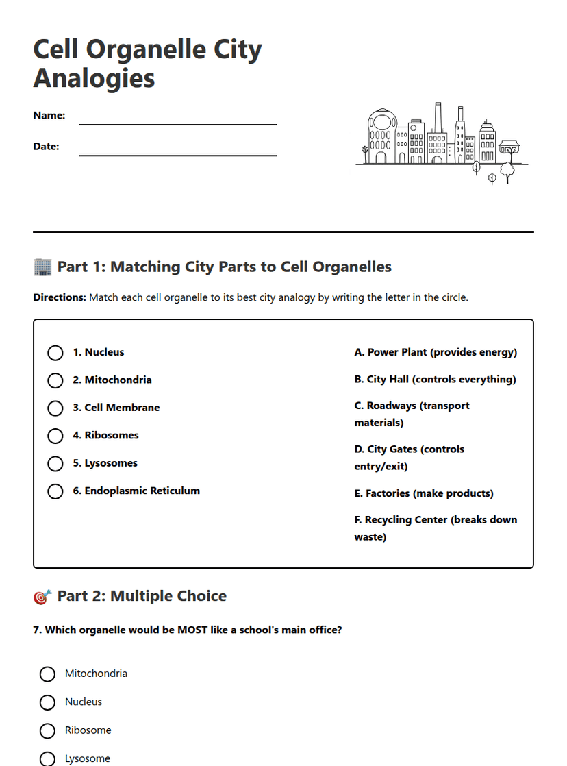 Cell Organelle City Analogies