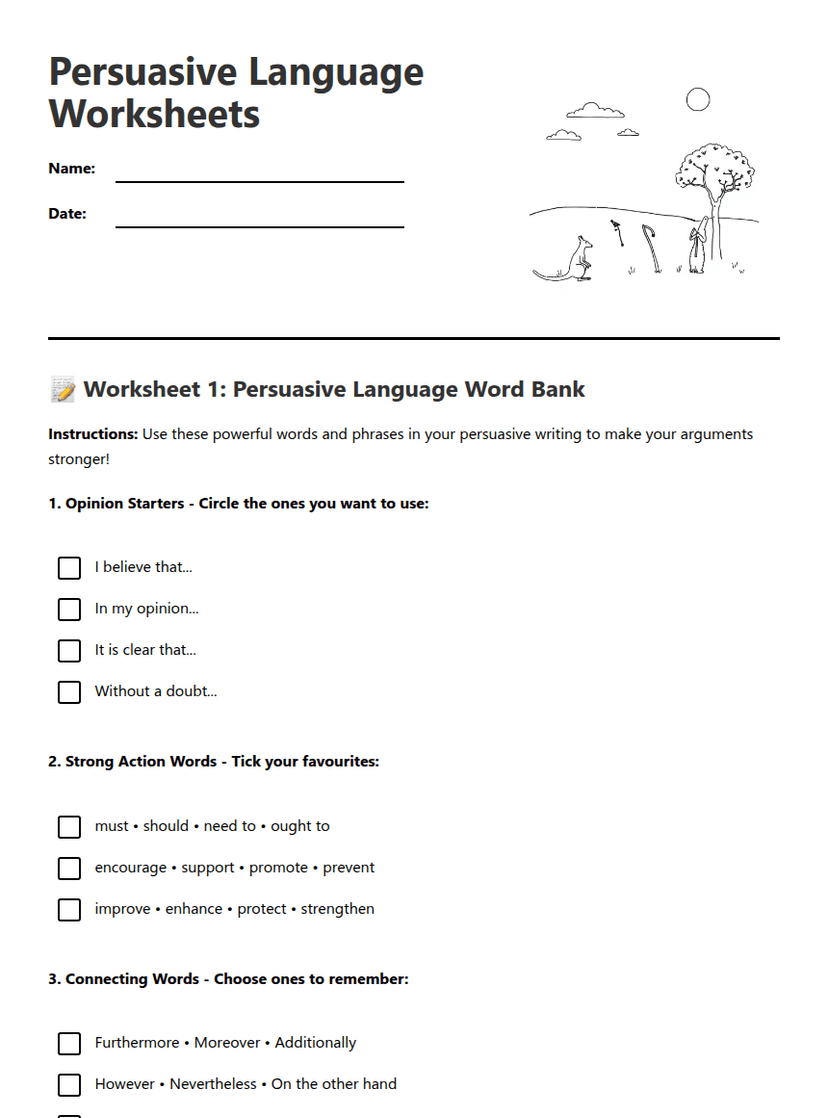 Persuasive Language Worksheets