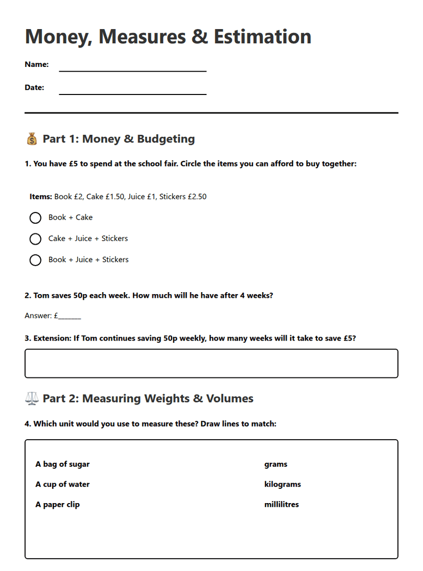 Money, Measures & Estimation