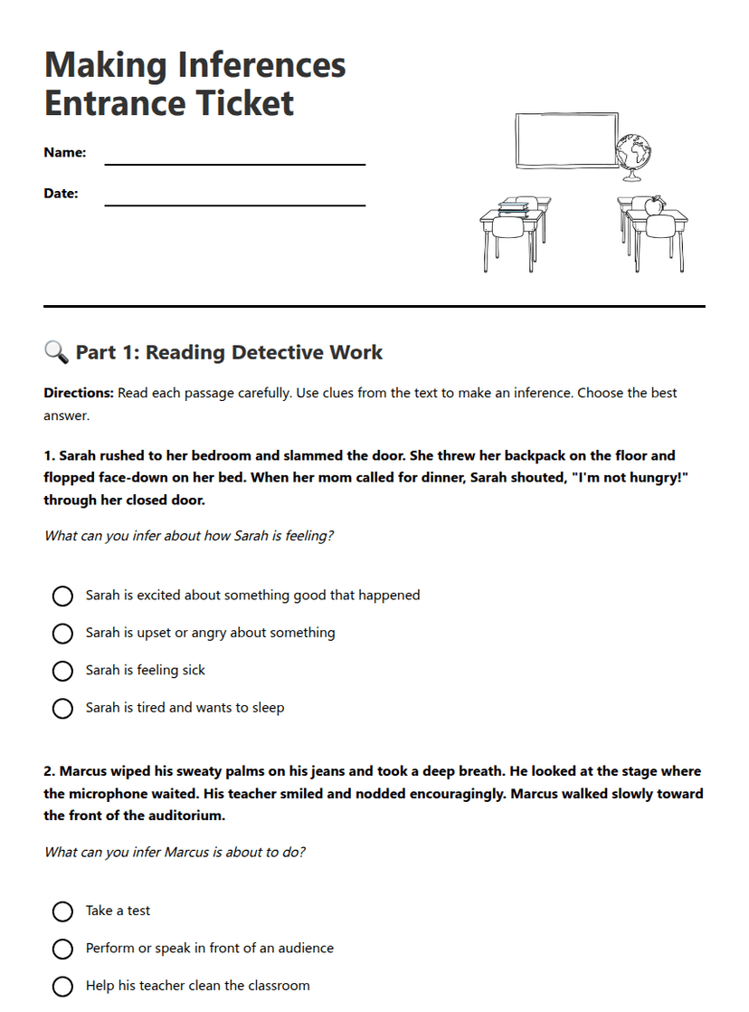 Making Inferences Entrance Ticket