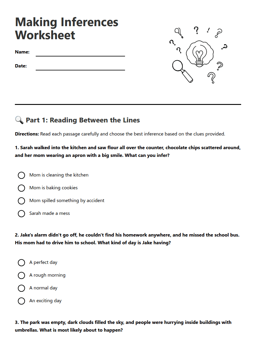 Making Inferences Worksheet worksheet preview