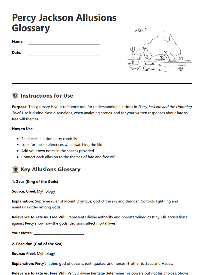 Percy Jackson Allusions Glossary