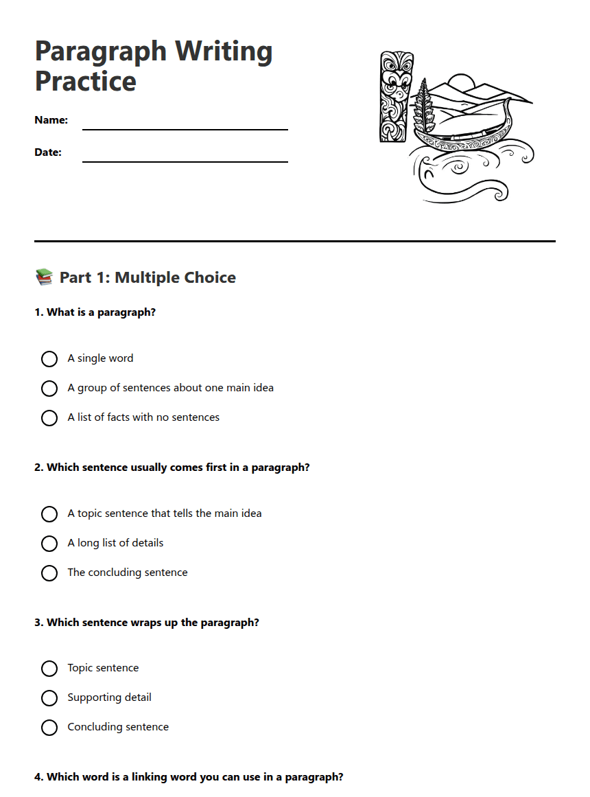 Paragraph Writing Practice worksheet preview