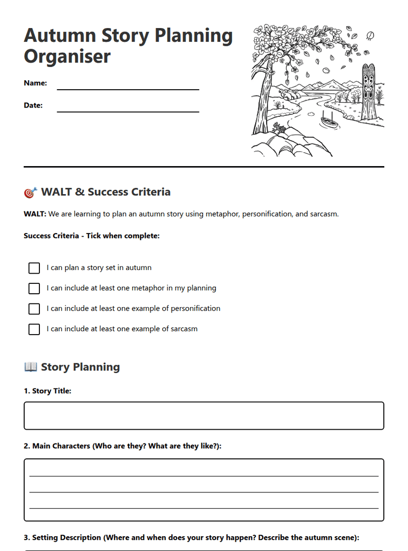 Autumn Story Planning Organiser