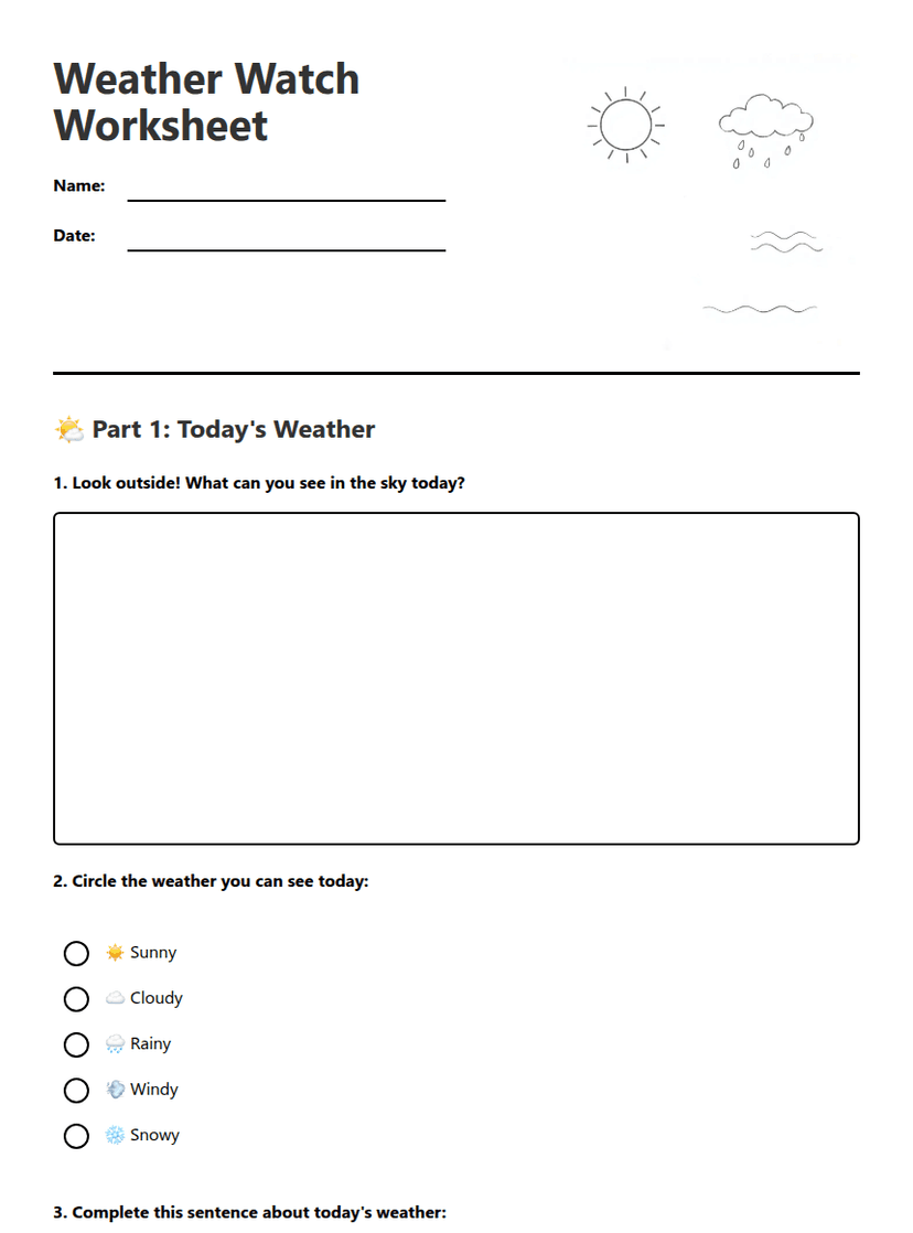 Weather Watch Worksheet