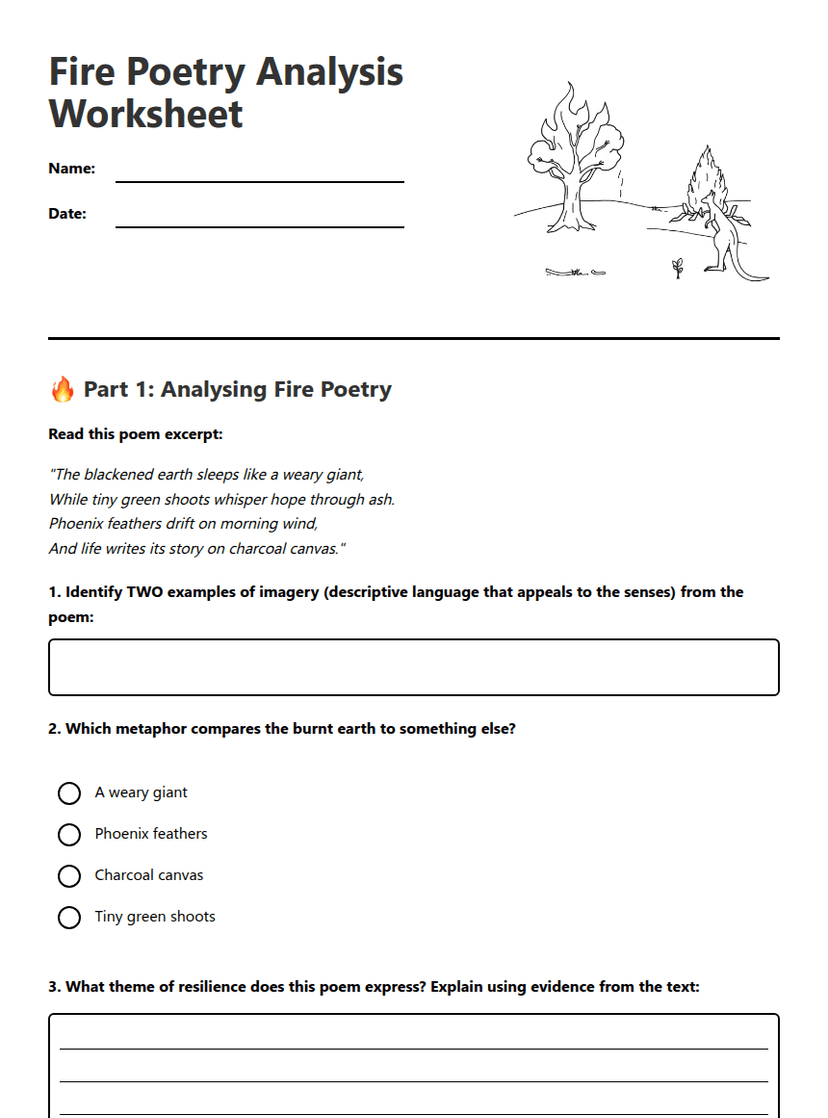 Fire Poetry Analysis Worksheet