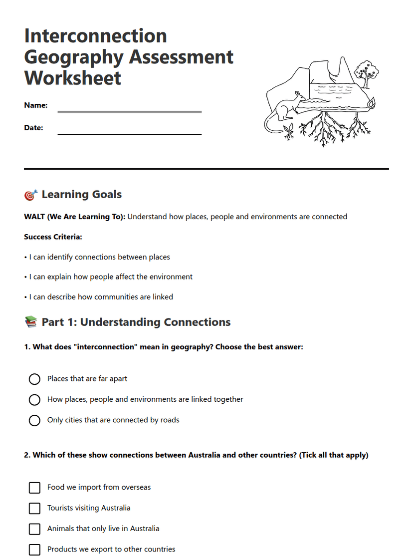 Interconnection Geography Assessment Worksheet