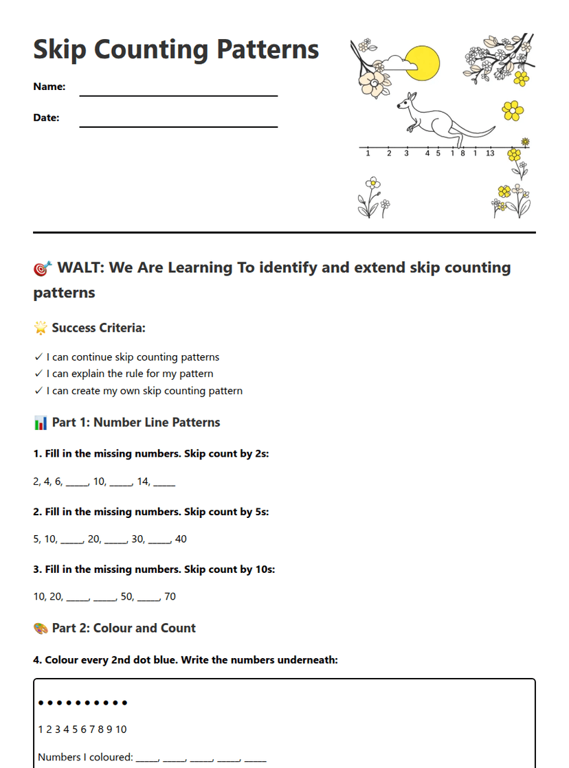 Skip Counting Patterns