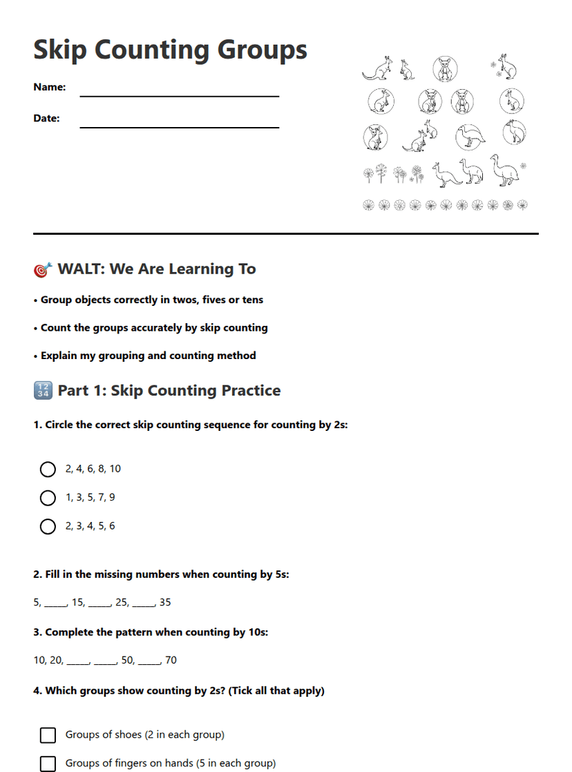 Skip Counting Groups