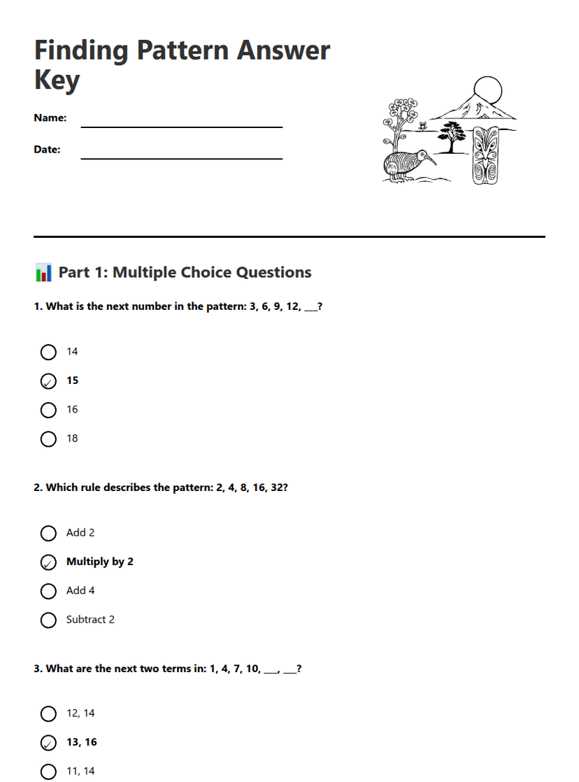 Finding Pattern Answer Key