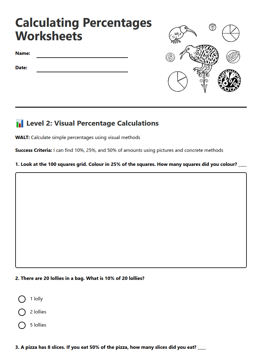 Calculating Percentages Worksheets worksheet preview