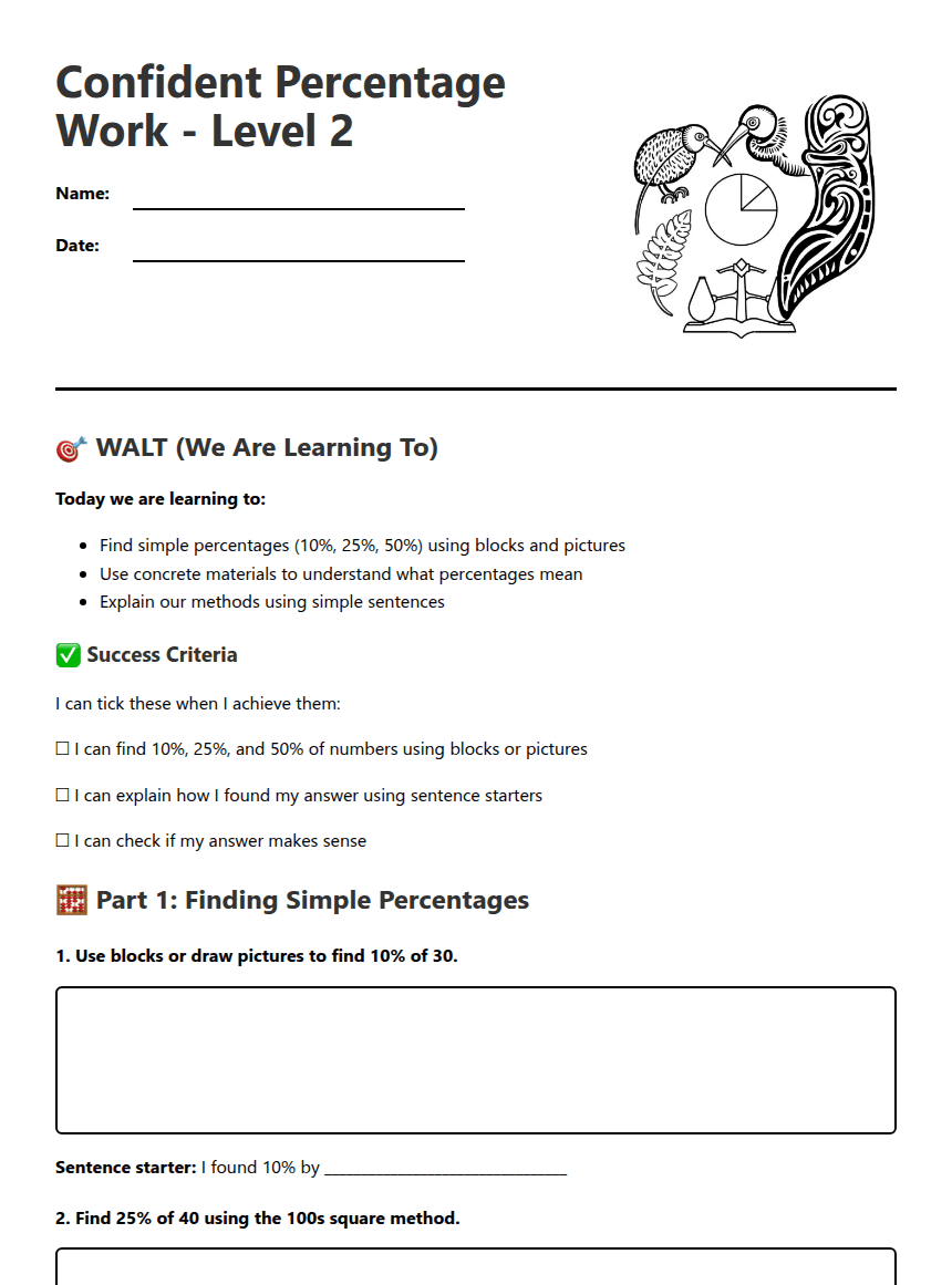 Confident Percentage Work worksheet preview