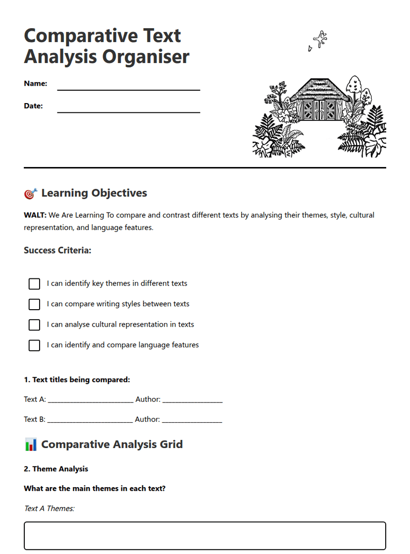 Comparative Text Analysis Organiser