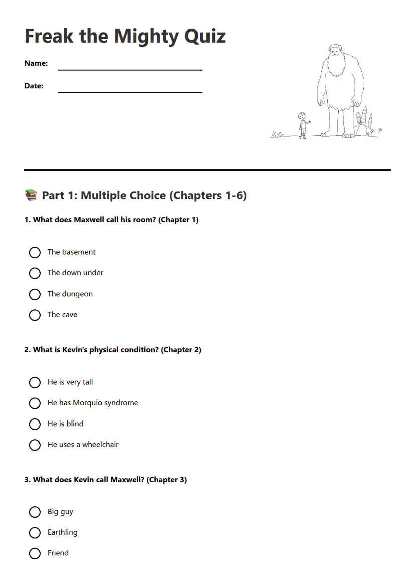 Freak the Mighty Quiz