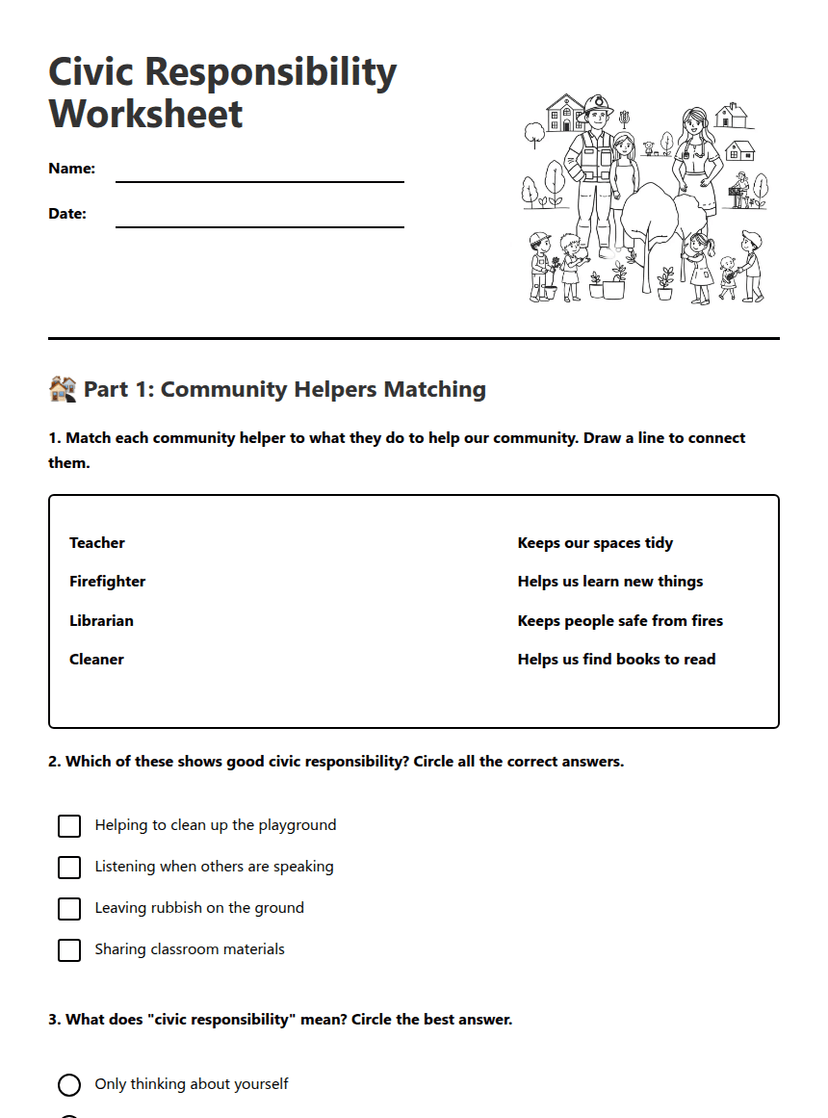 Civic Responsibility Worksheet
