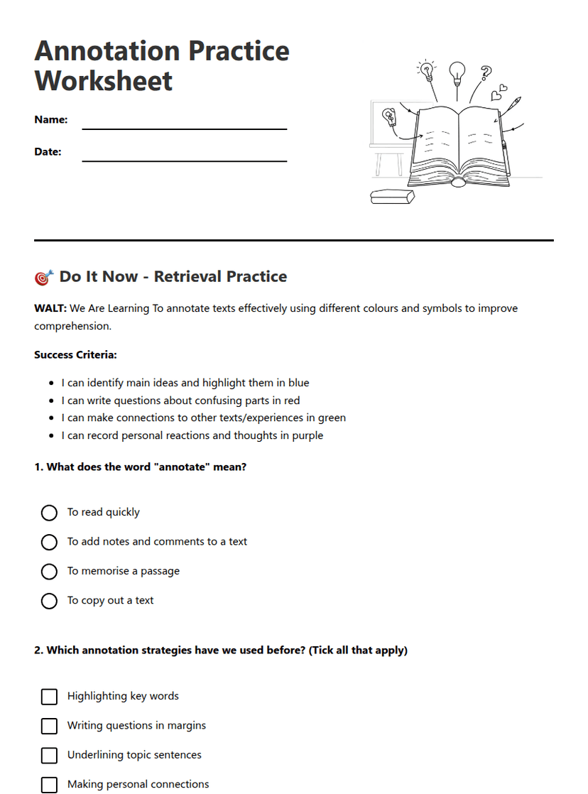 Annotation Practice Worksheet