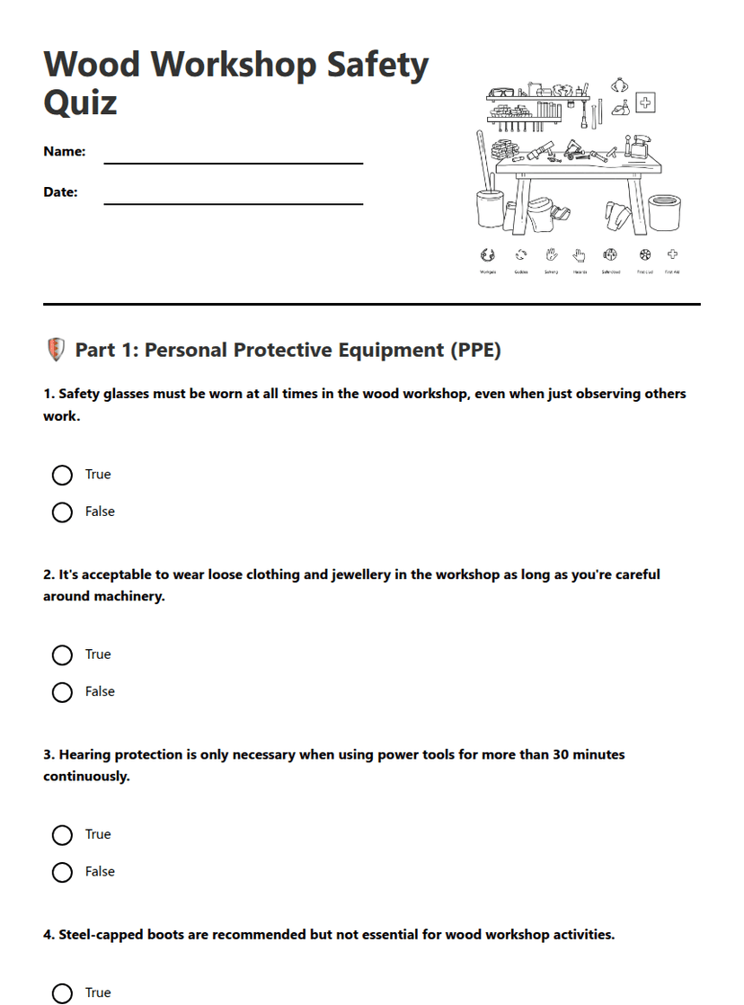 Wood Workshop Safety Quiz