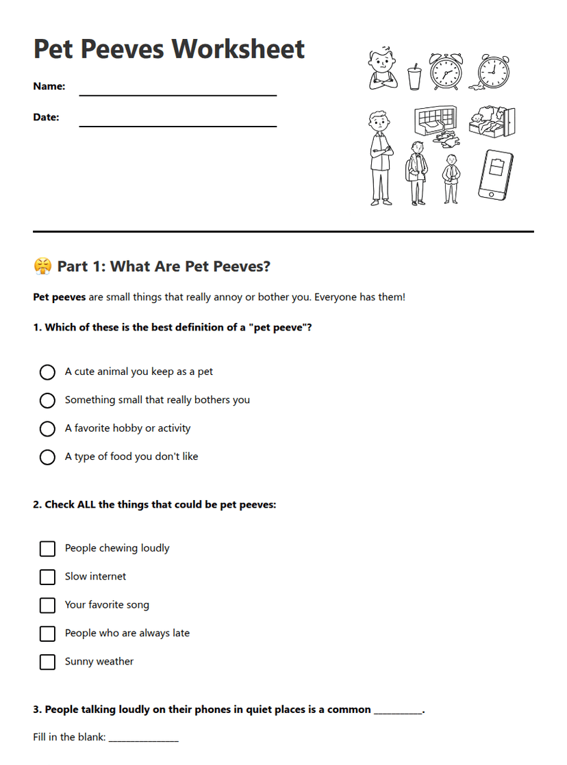 Pet Peeves Worksheet