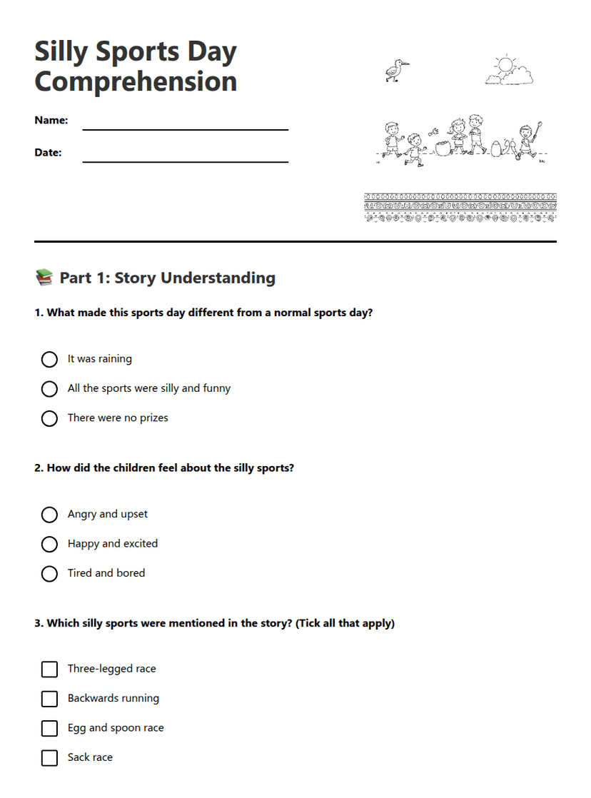 Silly Sports Day Comprehension