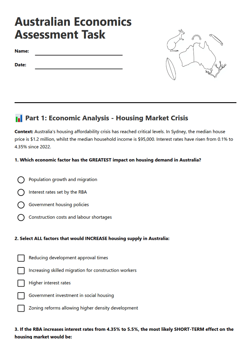 Australian Economics Assessment Task
