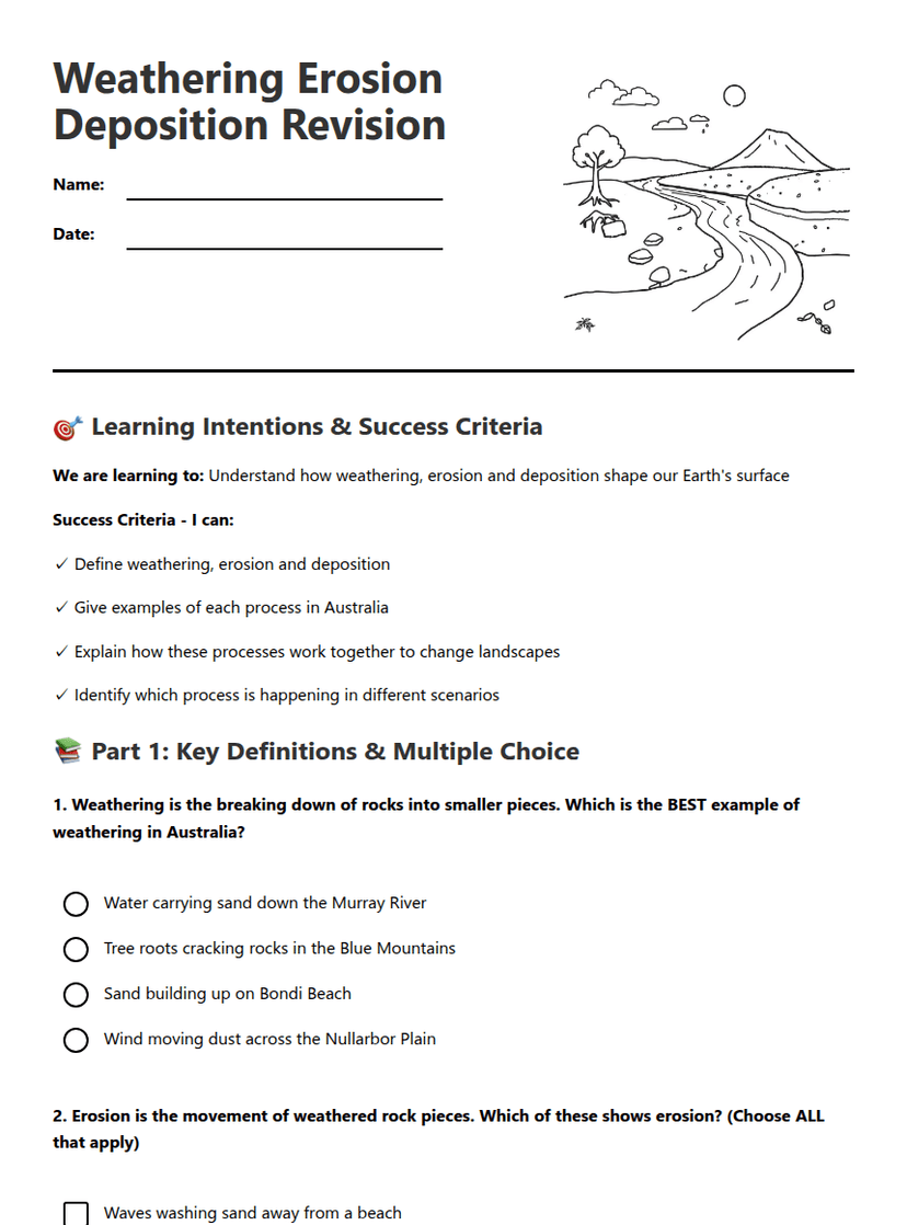 Weathering Erosion Deposition Revision
