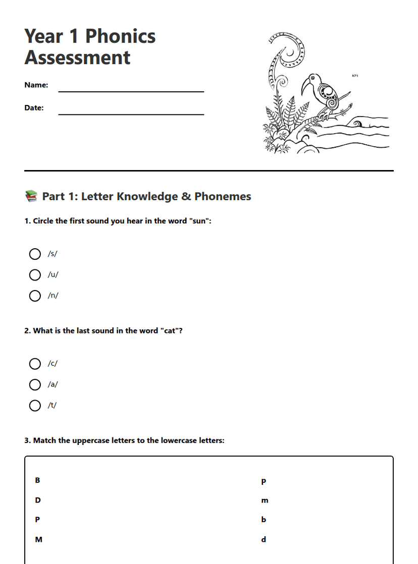 Year 1 Phonics Assessment