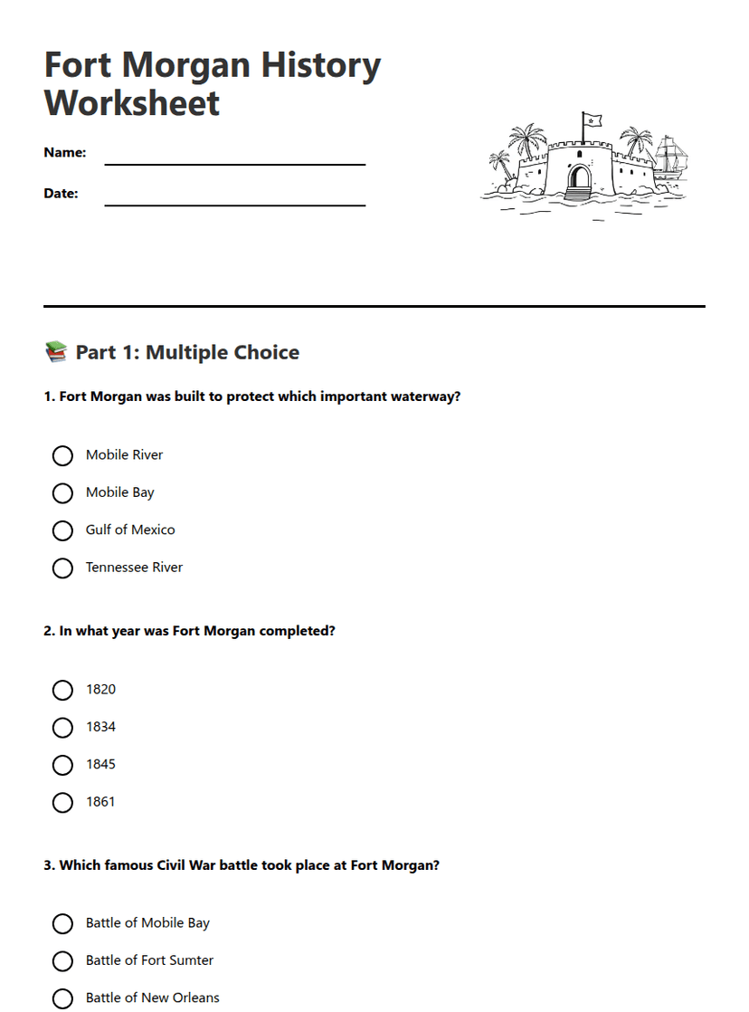 Fort Morgan History Worksheet