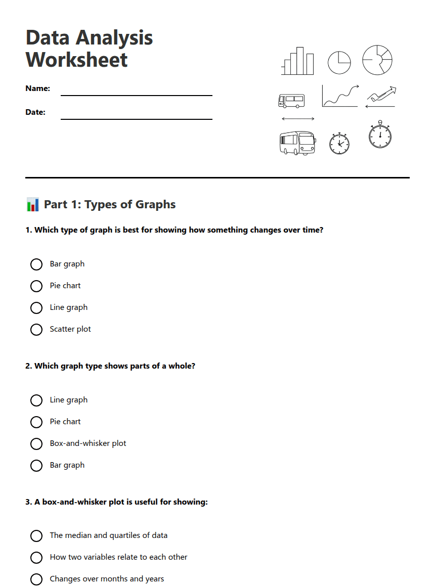 Data Analysis Worksheet worksheet preview