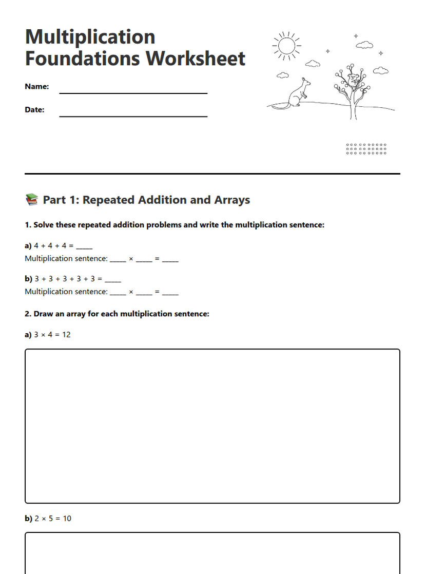 Multiplication Foundations Worksheet