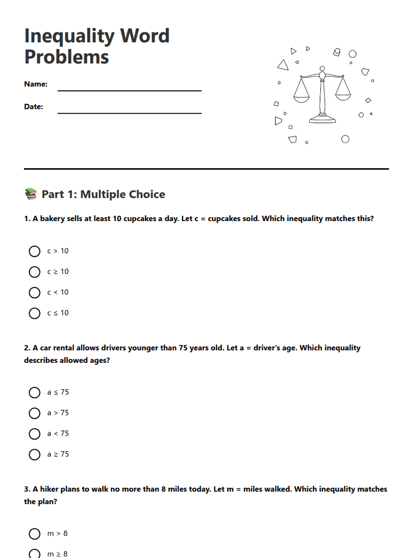 Inequality Word Problems