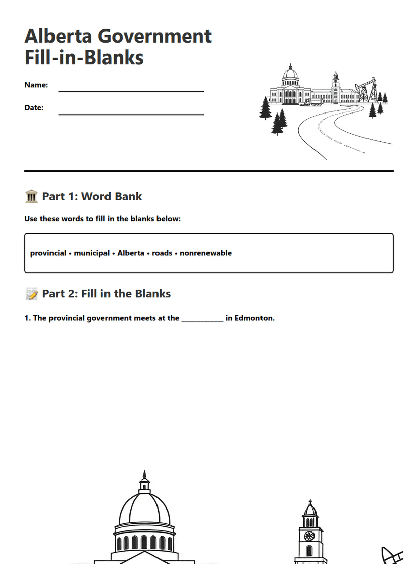 Alberta Government Fill-in-Blanks