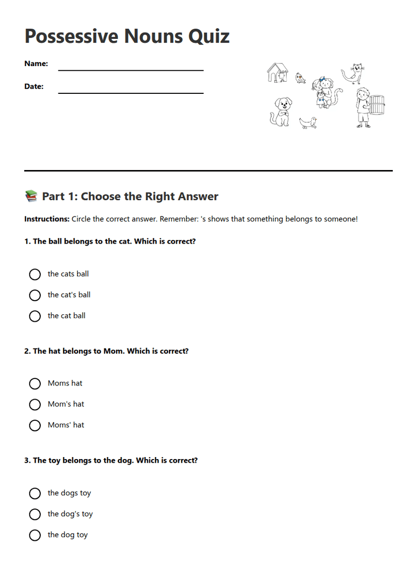 Possessive Nouns Quiz