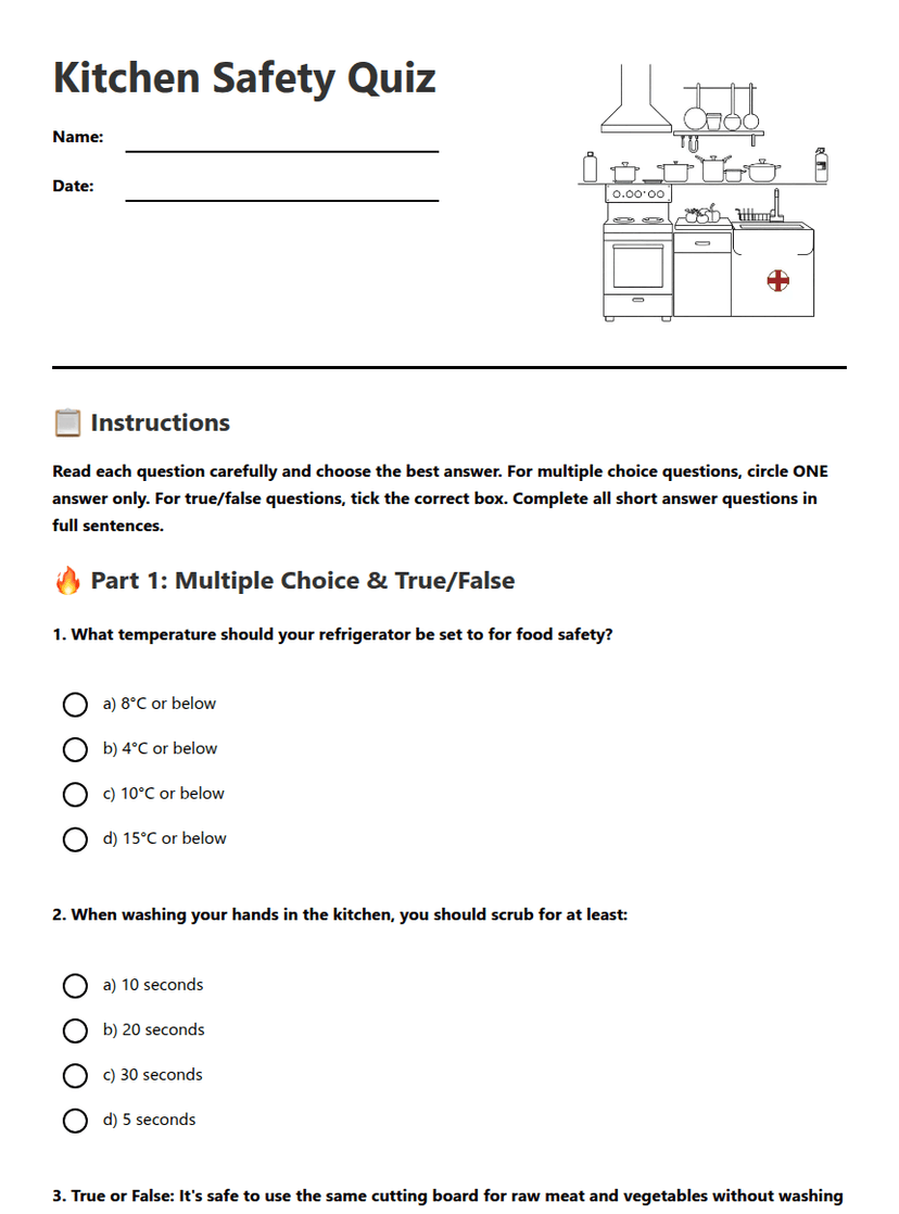 Kitchen Safety Quiz
