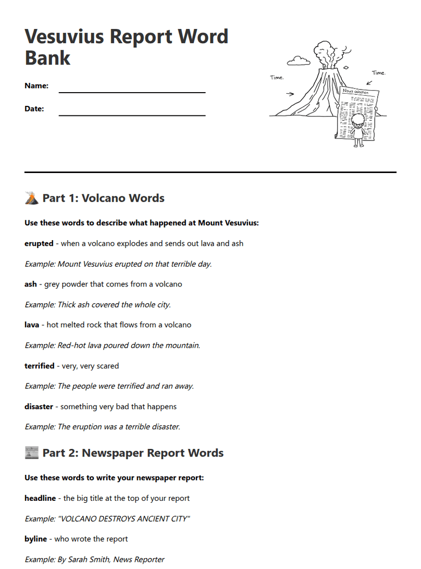Vesuvius Report Word Bank