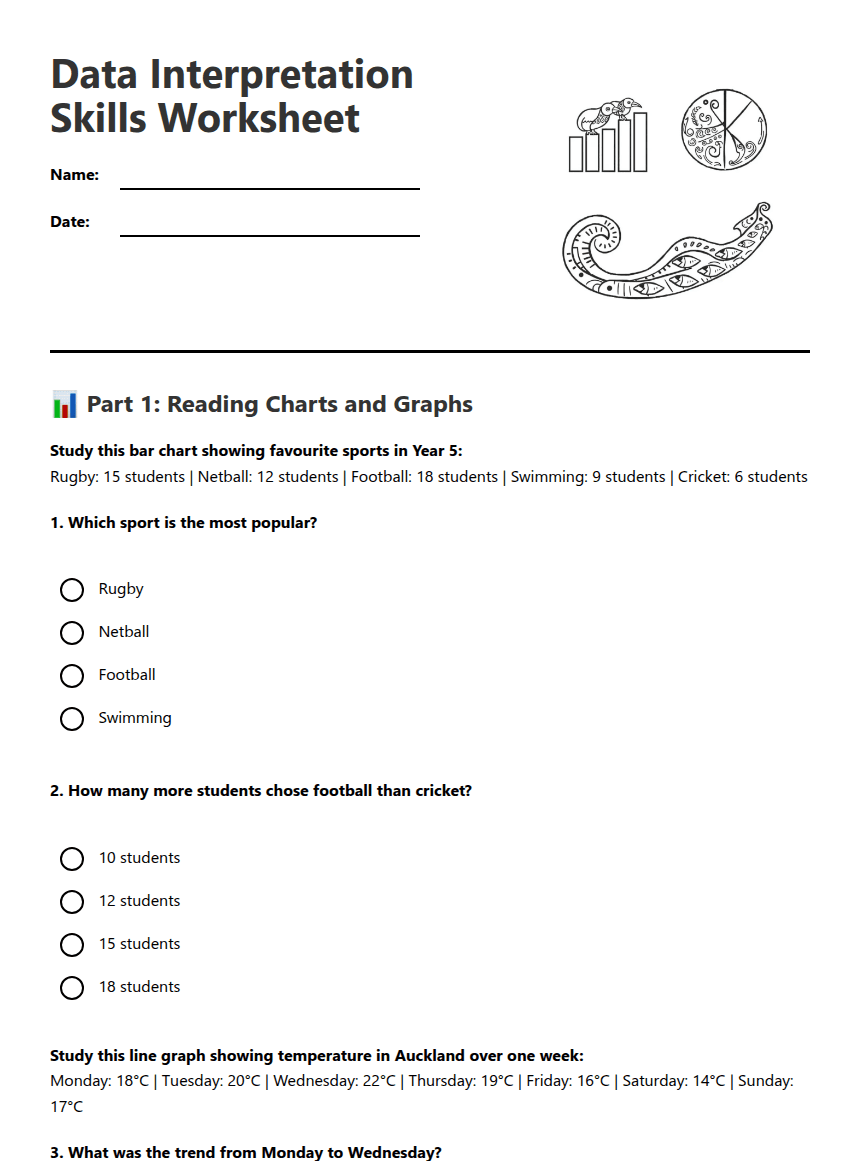 Data Interpretation Skills Worksheet worksheet preview