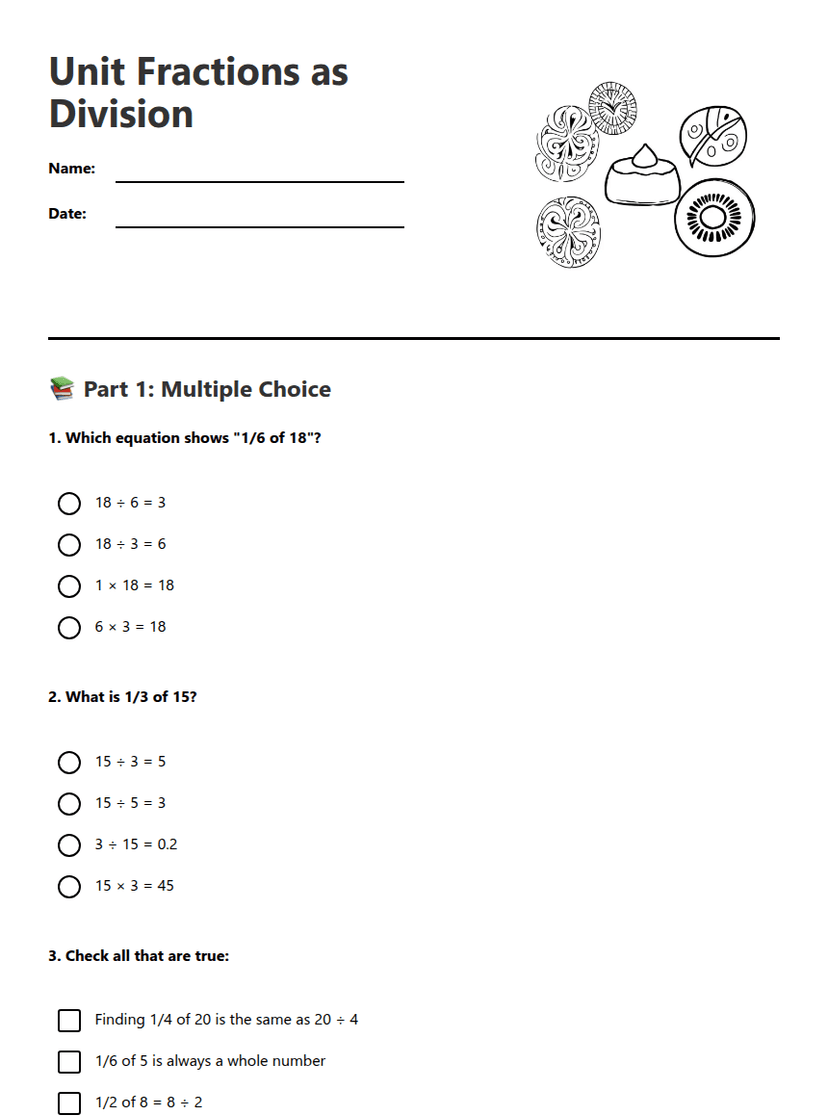 Unit Fractions as Division