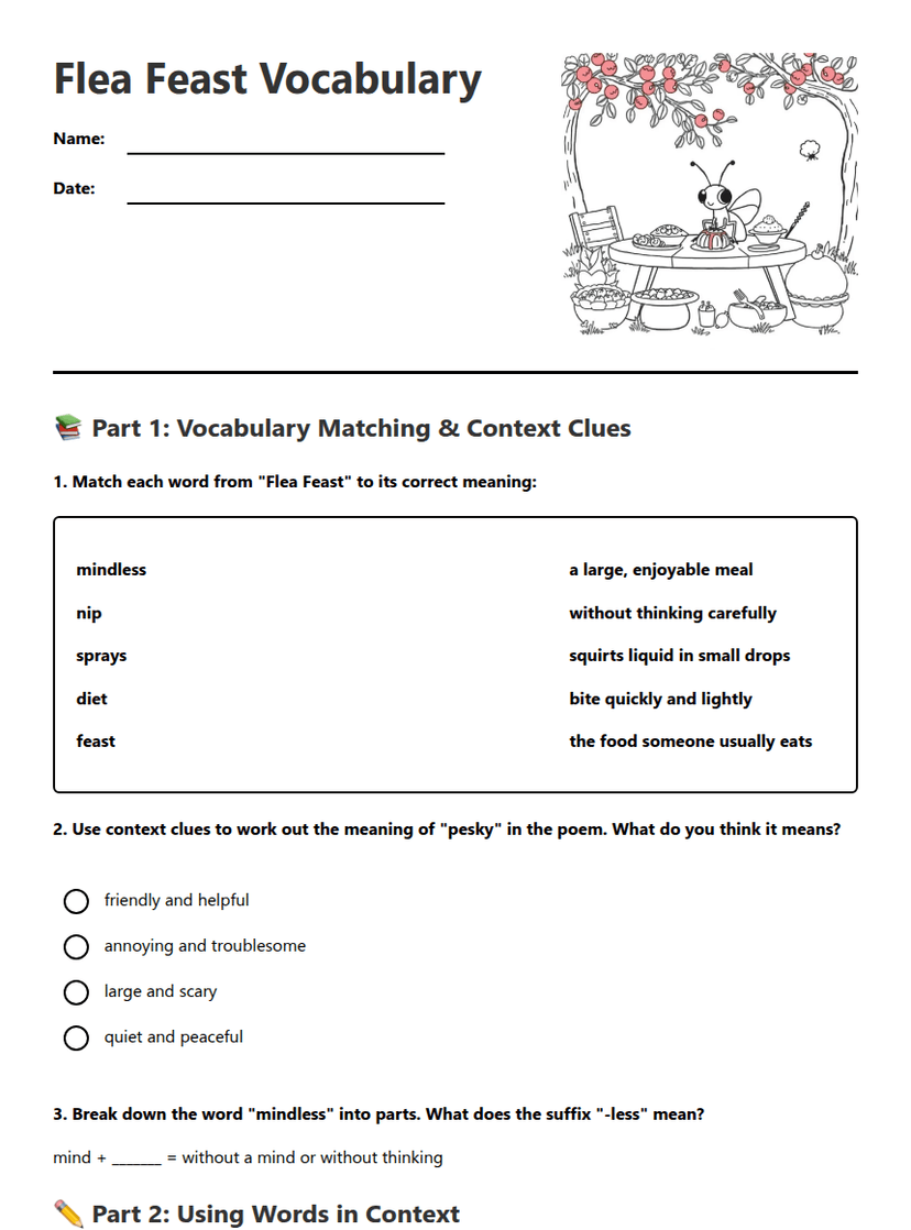 Flea Feast Vocabulary