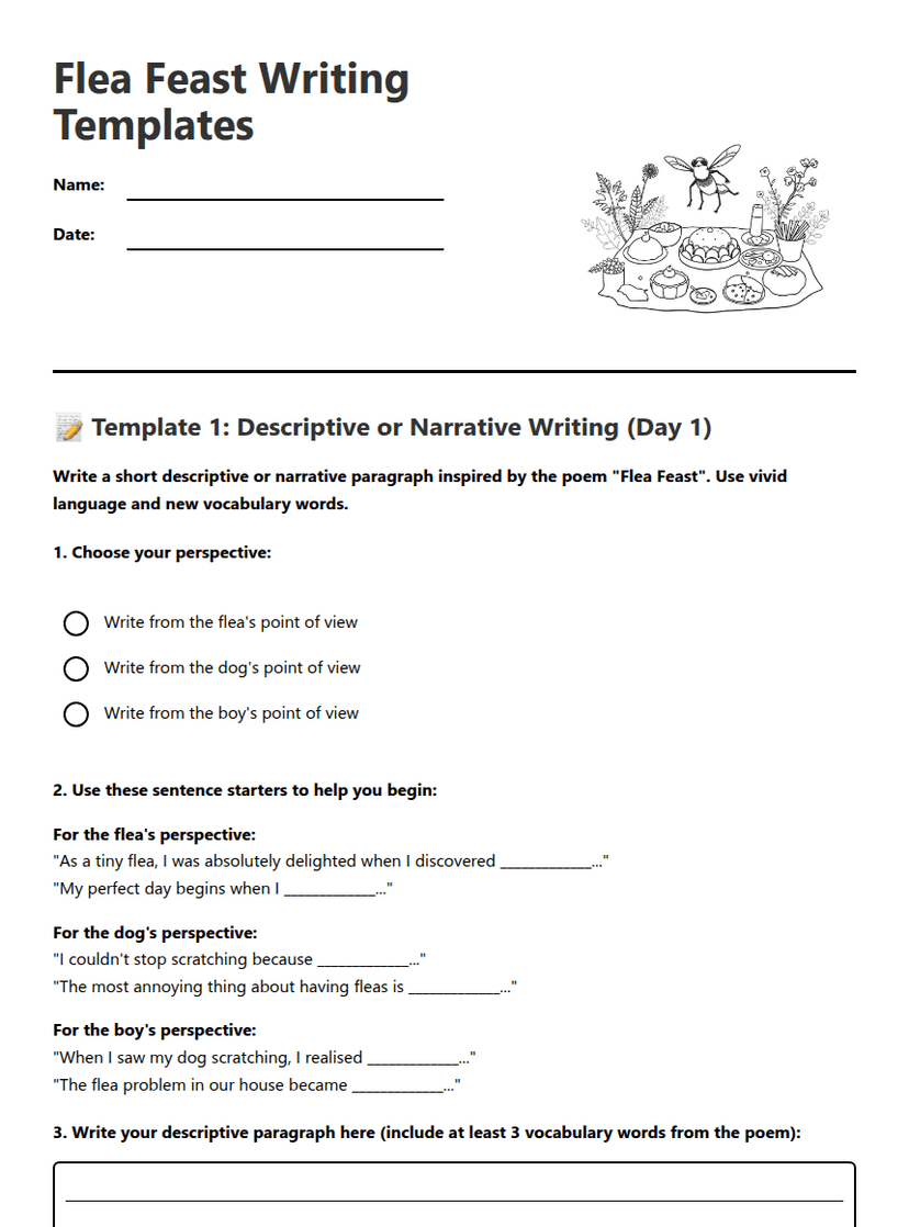 Flea Feast Writing Templates